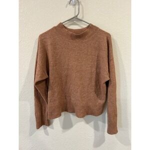 Reformation Elle Knit Crew Neck Sweater Rust Sparkle Yak Linen Blend Size S